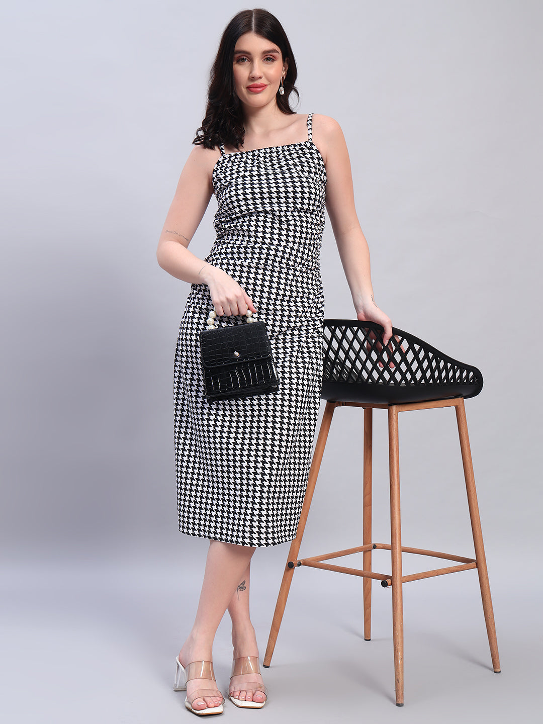 Women Striped Black & White dress