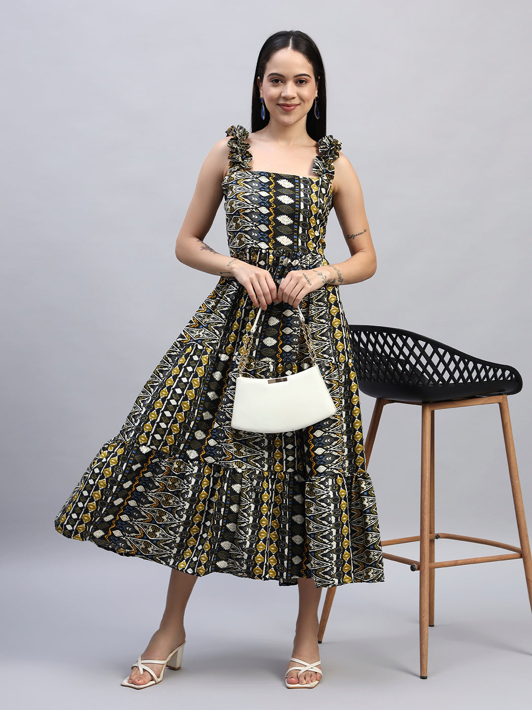 Printed Fit & Flared dress