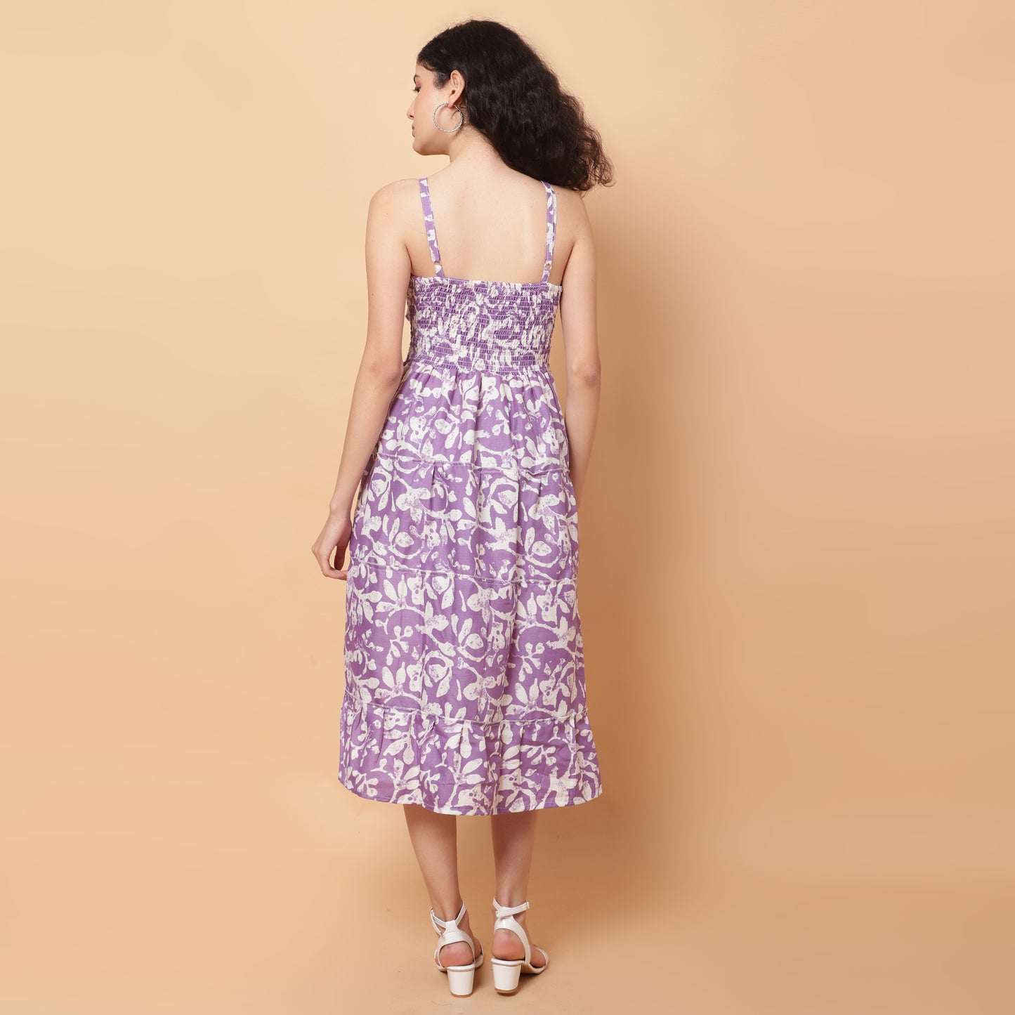 Floral printed v neck dress
