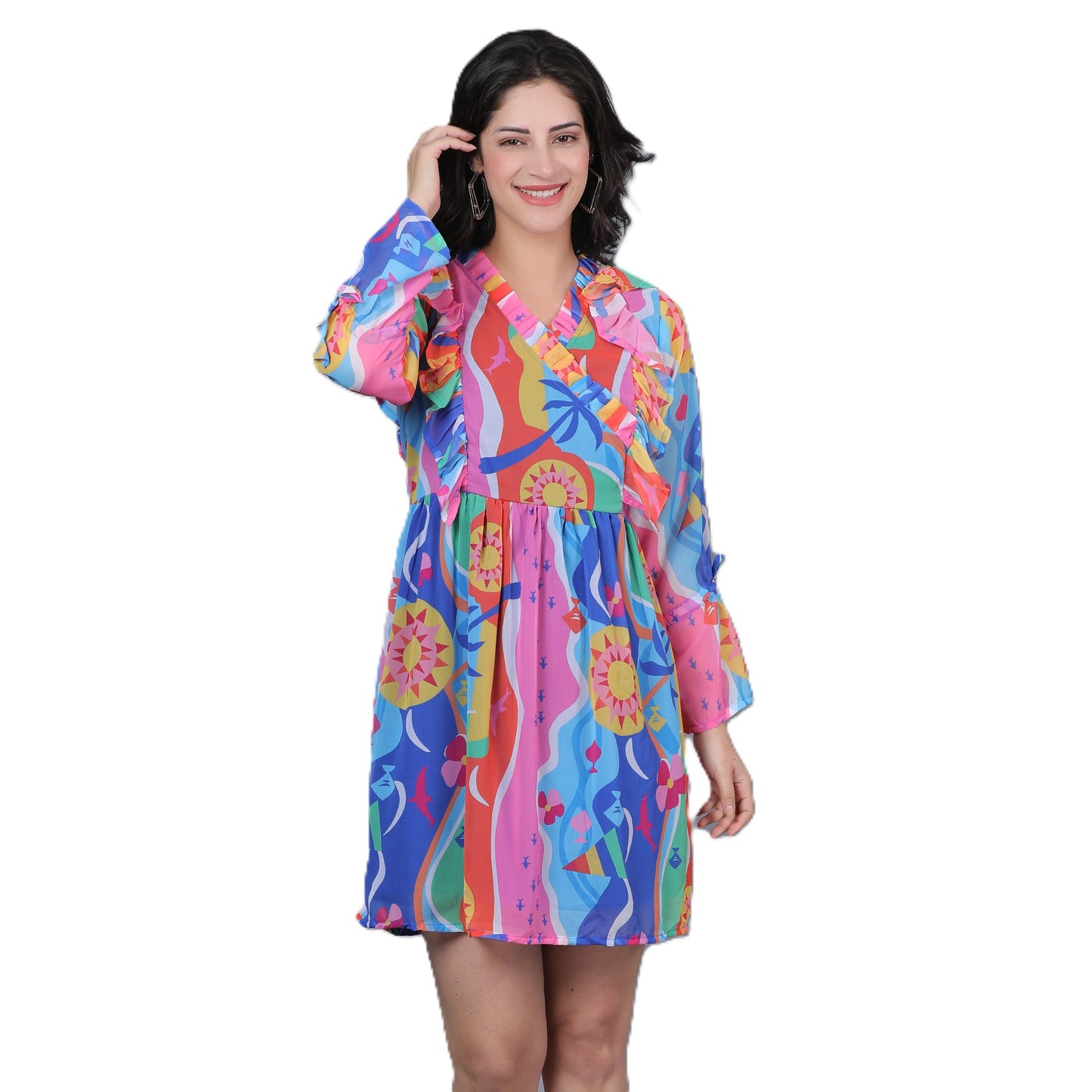 Women Blue Solid Flared Dress