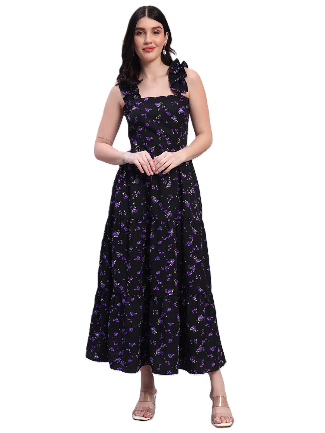 Women Floral Printed Flared Dress