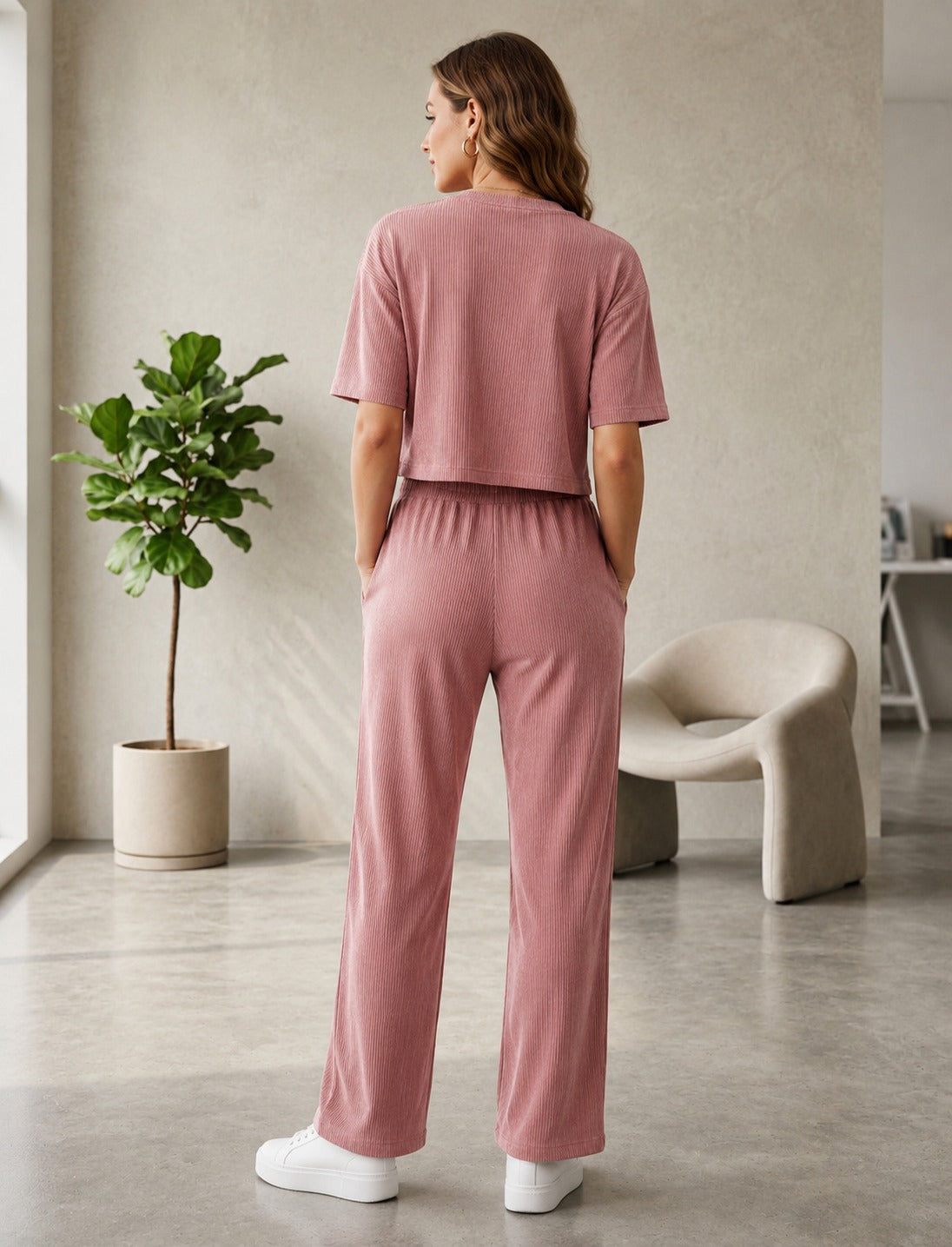 Pink Women Solid Co-Ords