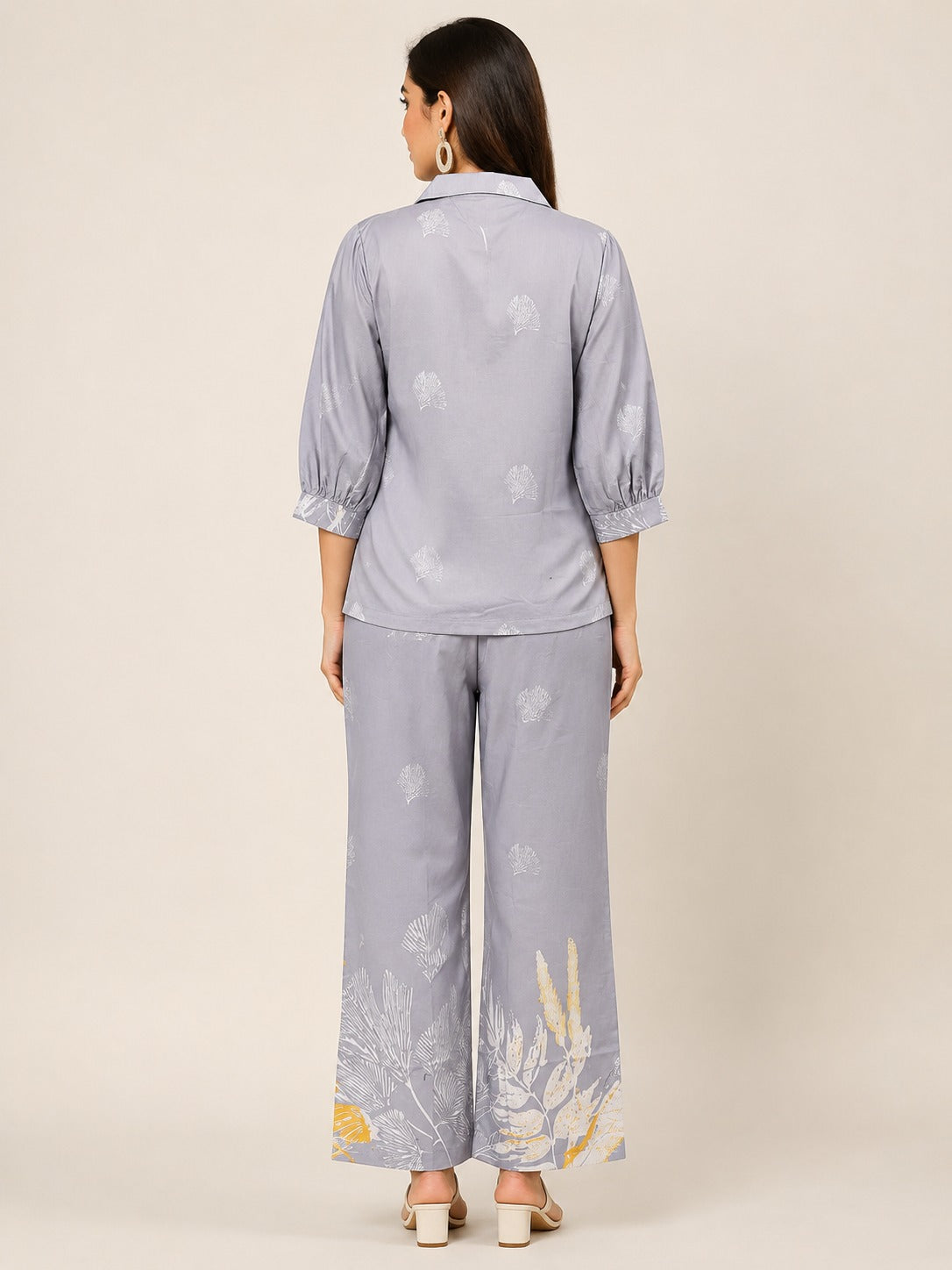 Women Shirt collared Top and pant Co-Ords