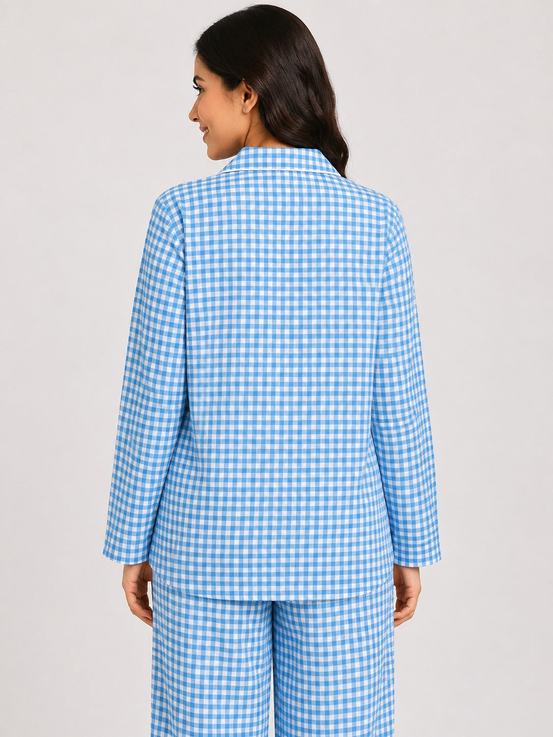 Women White & Blue Comfortable Nightsuit