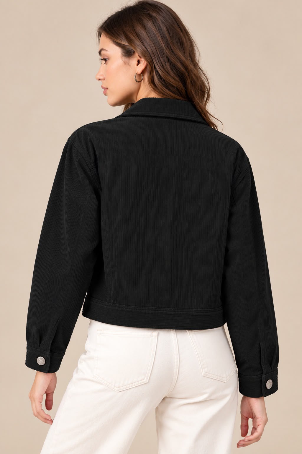 Women’s Solid Cotrise Button Down Winter Jacket