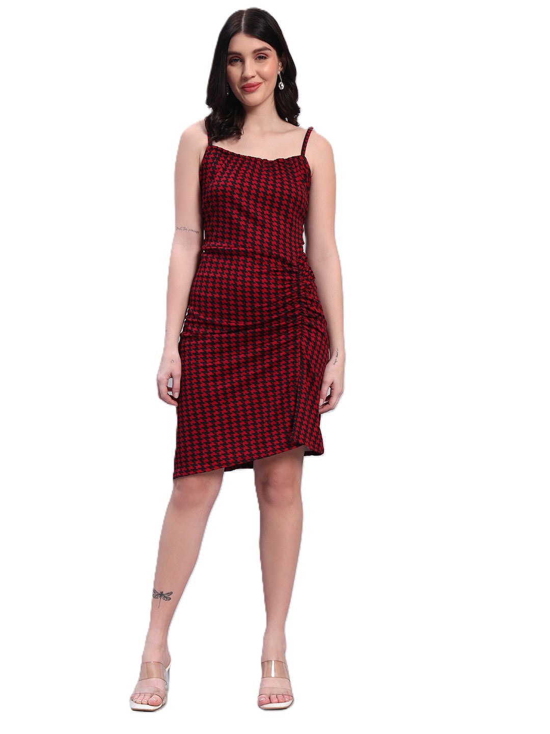 Women Striped Red fited Dress