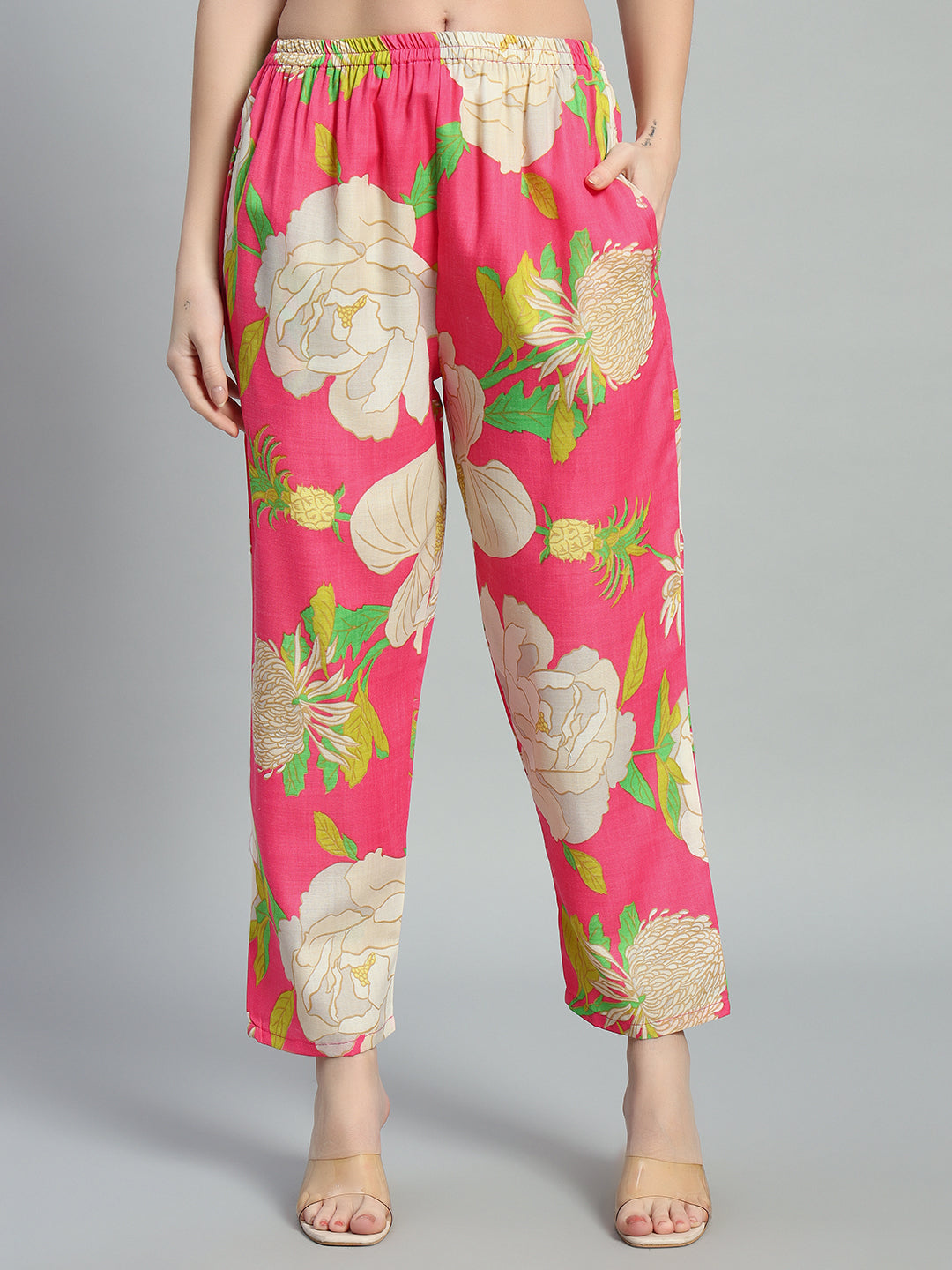 Women Pink Floral Printed Shirt Co-Ords
