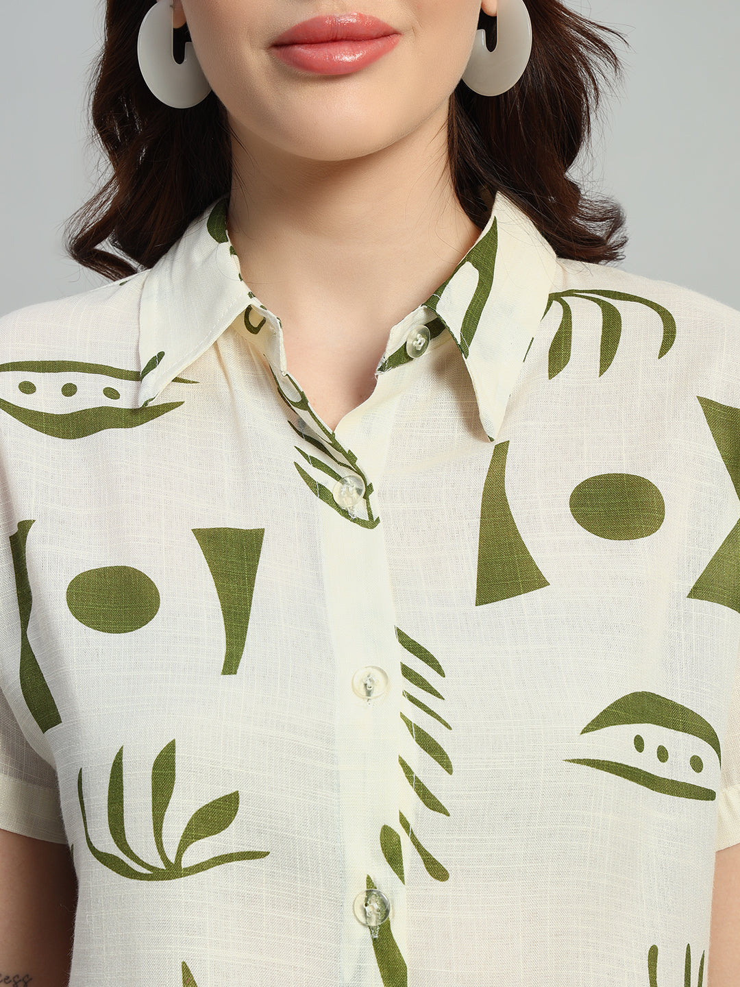 Women Printed Shirt Collar Short Co-Ords