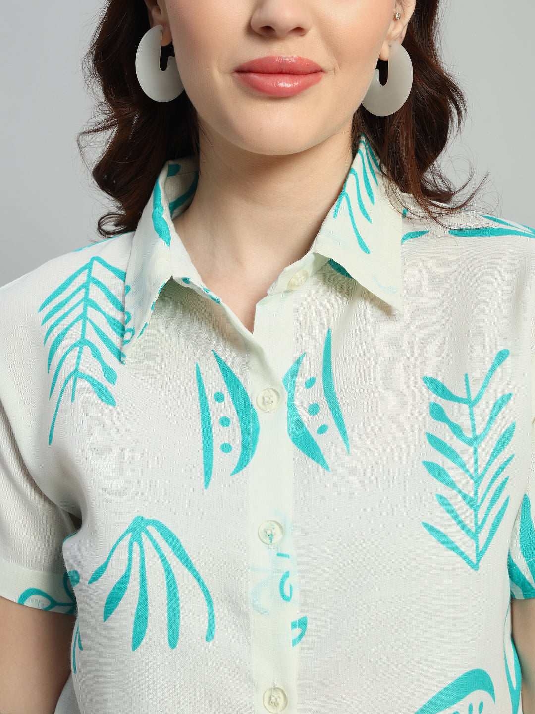 Women Printed Shirt Collar Short Co-Ords
