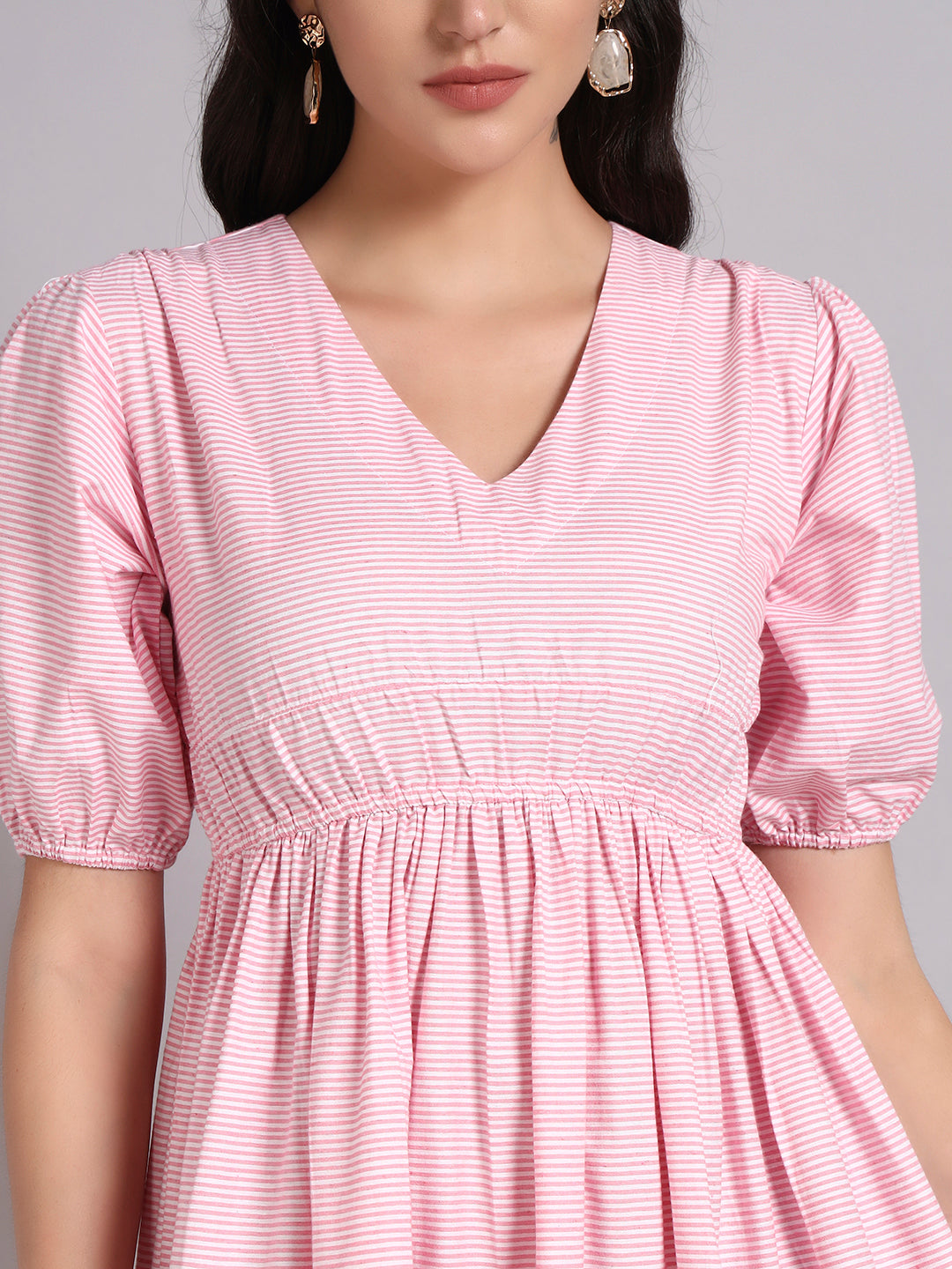 Women Pink Printed Flared Dress