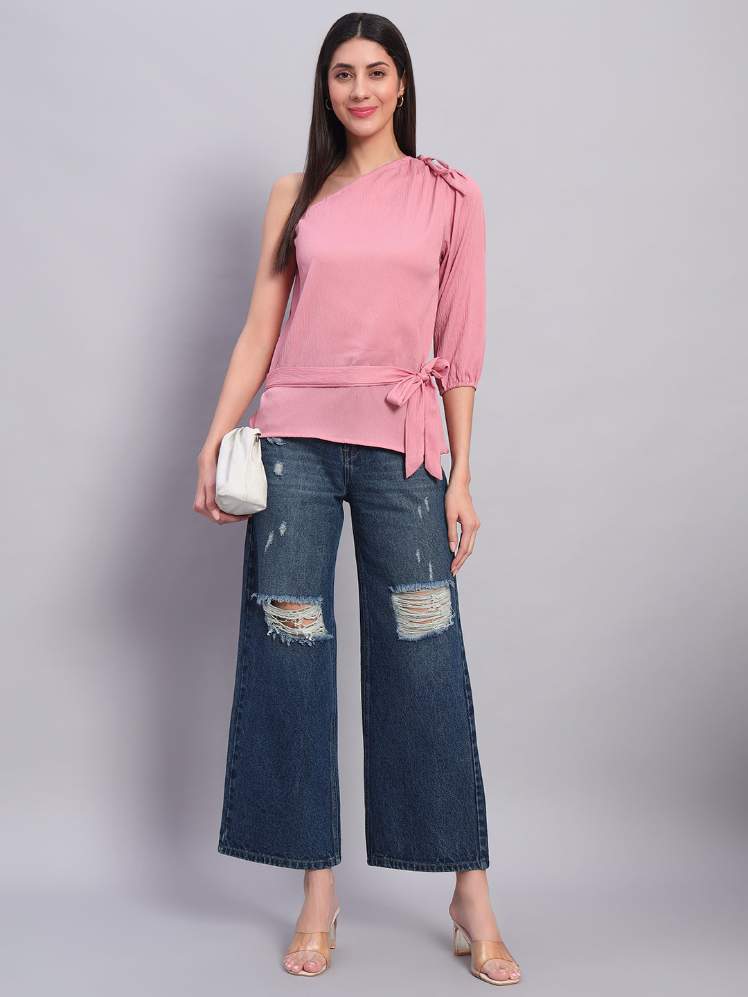 Women Pink Off-Shoulder Top