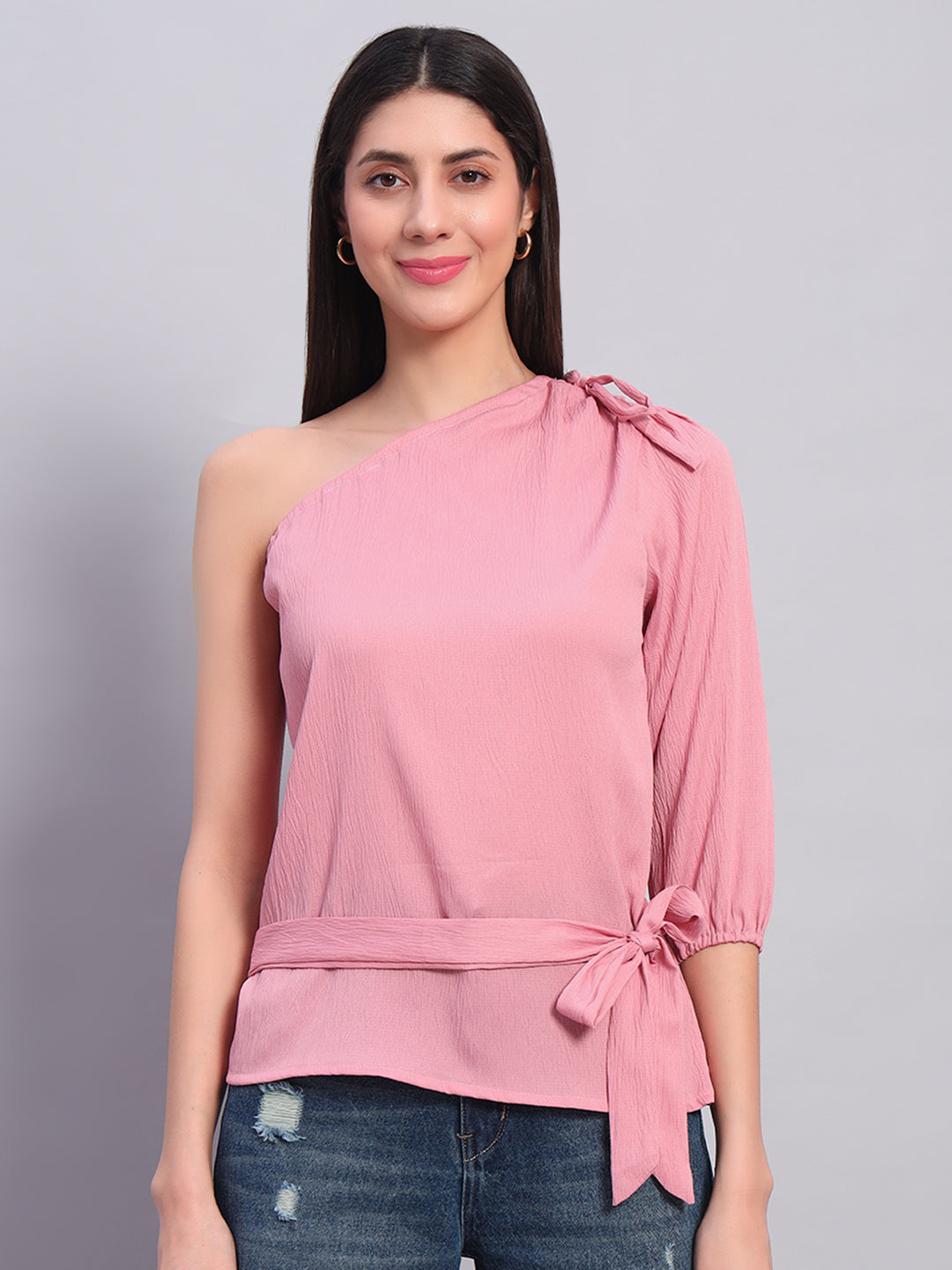 Women Pink Off-Shoulder Top