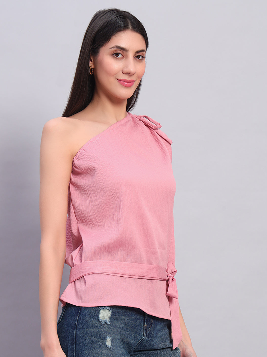 Women Pink Off-Shoulder Top