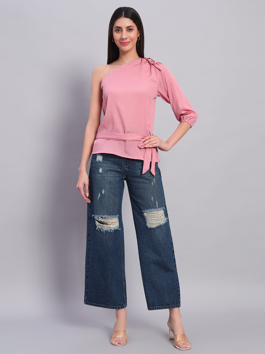 Women Pink Off-Shoulder Top