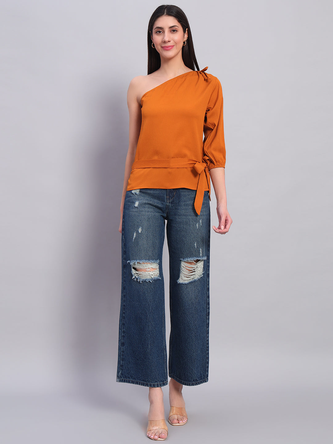 Women Bronze Off-Shoulder Top