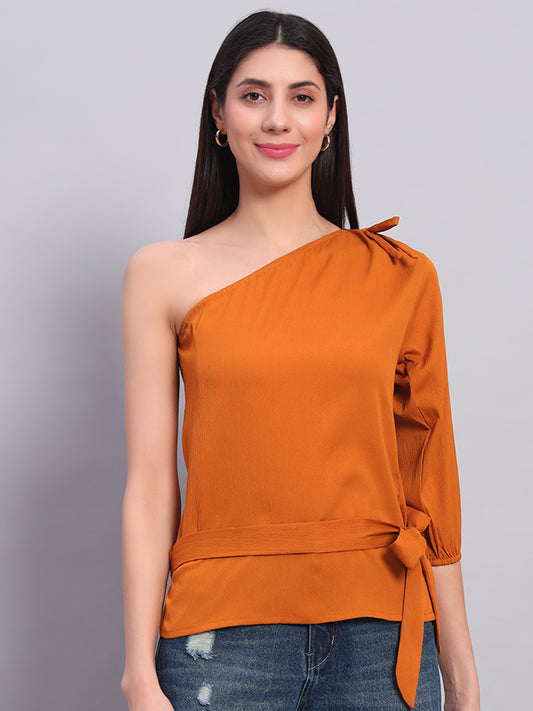 Women Bronze Off-Shoulder Top