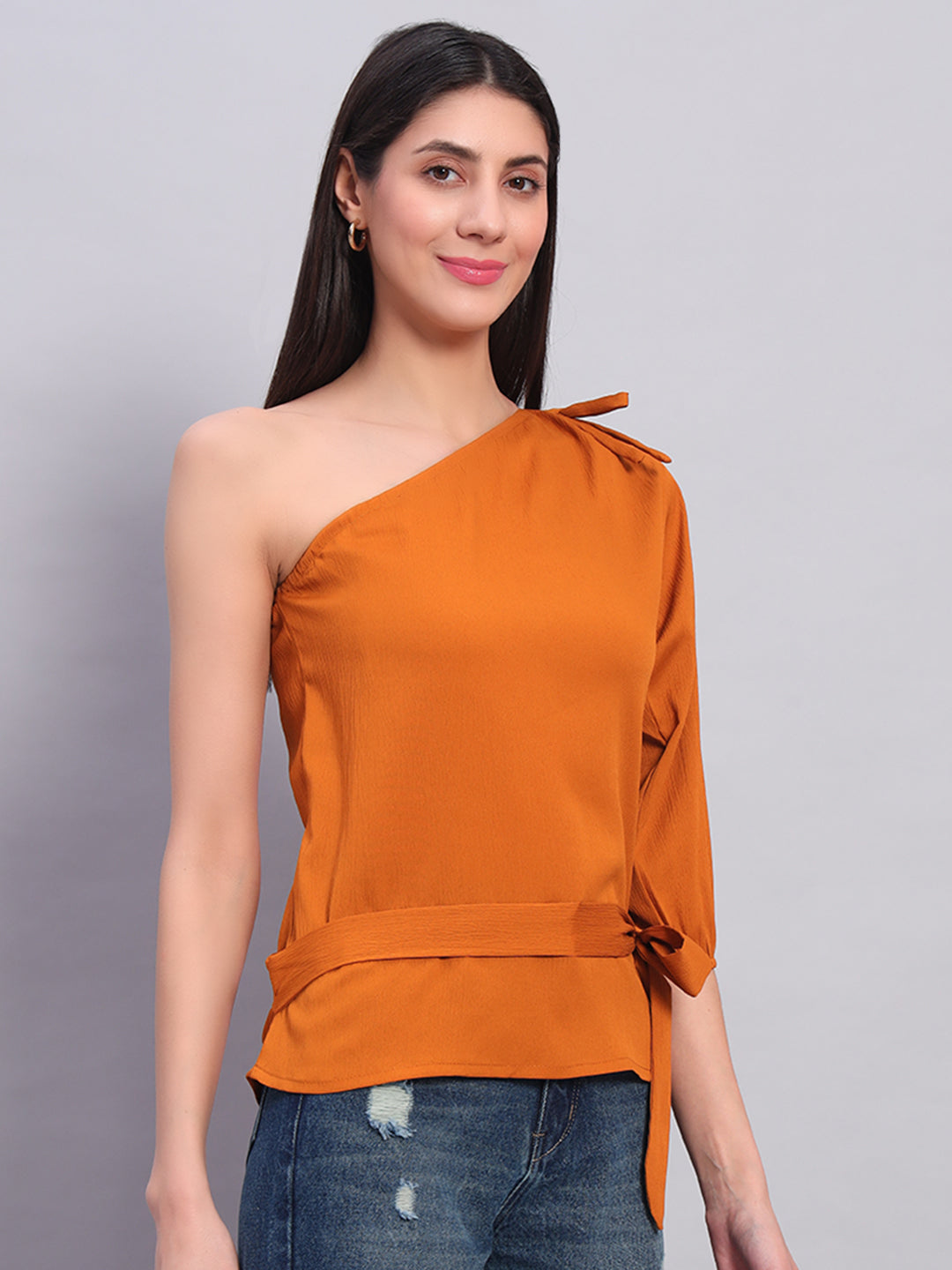 Women Bronze Off-Shoulder Top