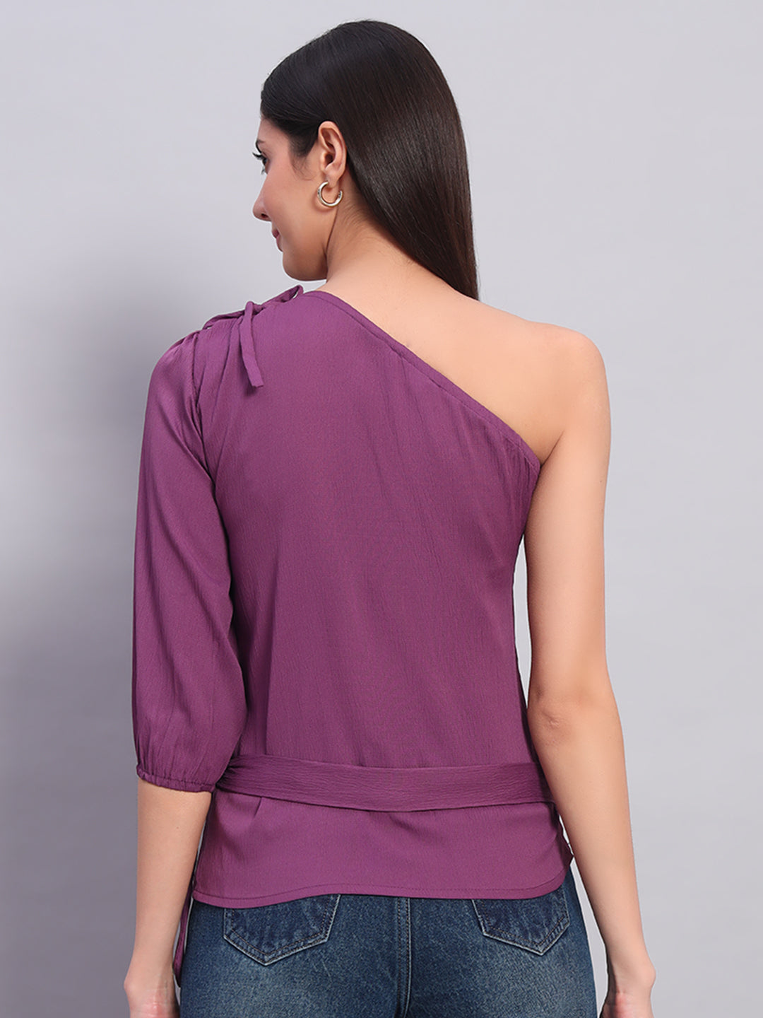 Women Wine Off-Shoulder Top