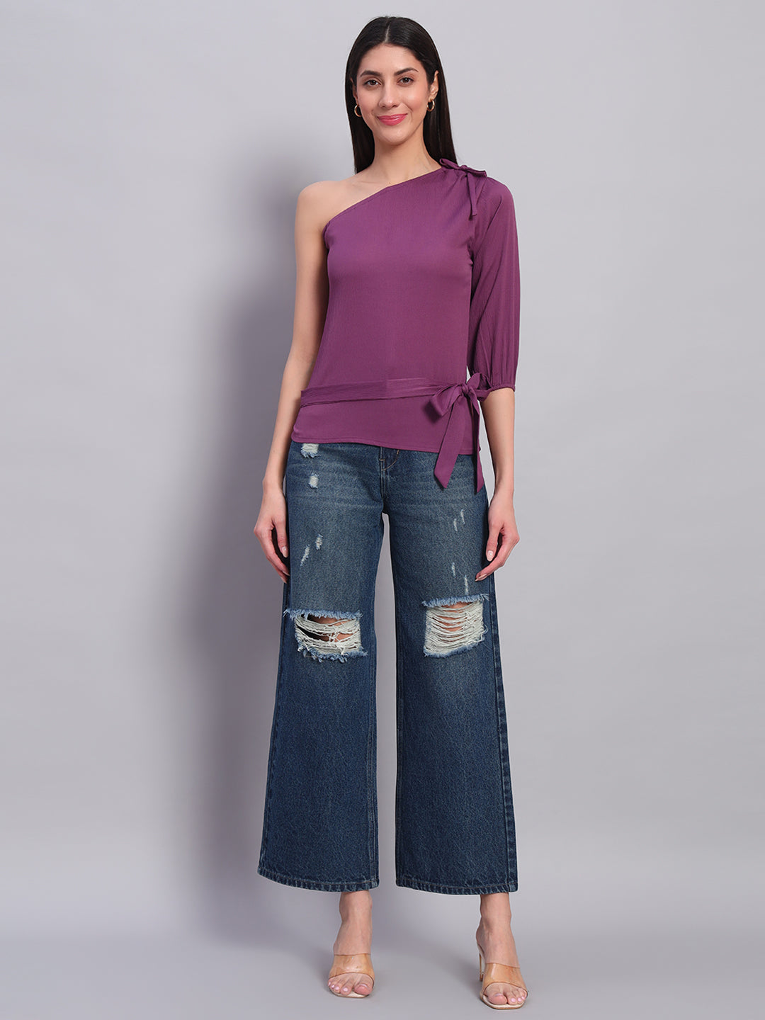 Women Wine Off-Shoulder Top