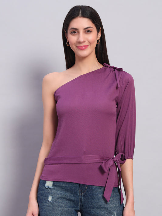 Women Wine Off-Shoulder Top