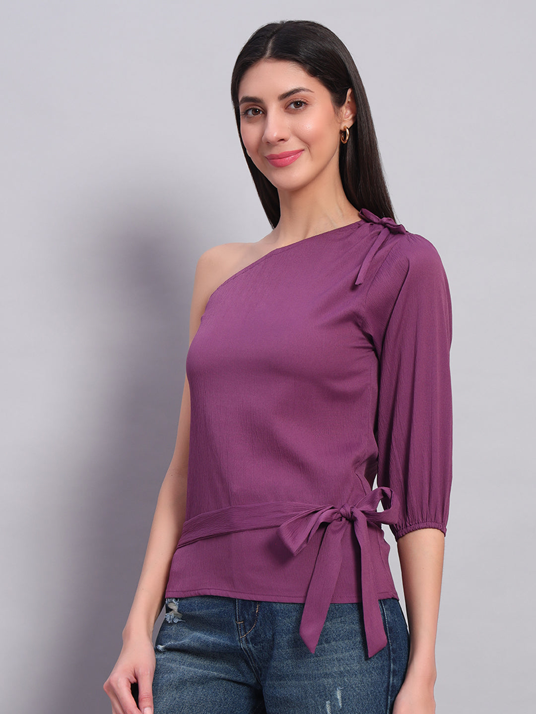 Women Wine Off-Shoulder Top