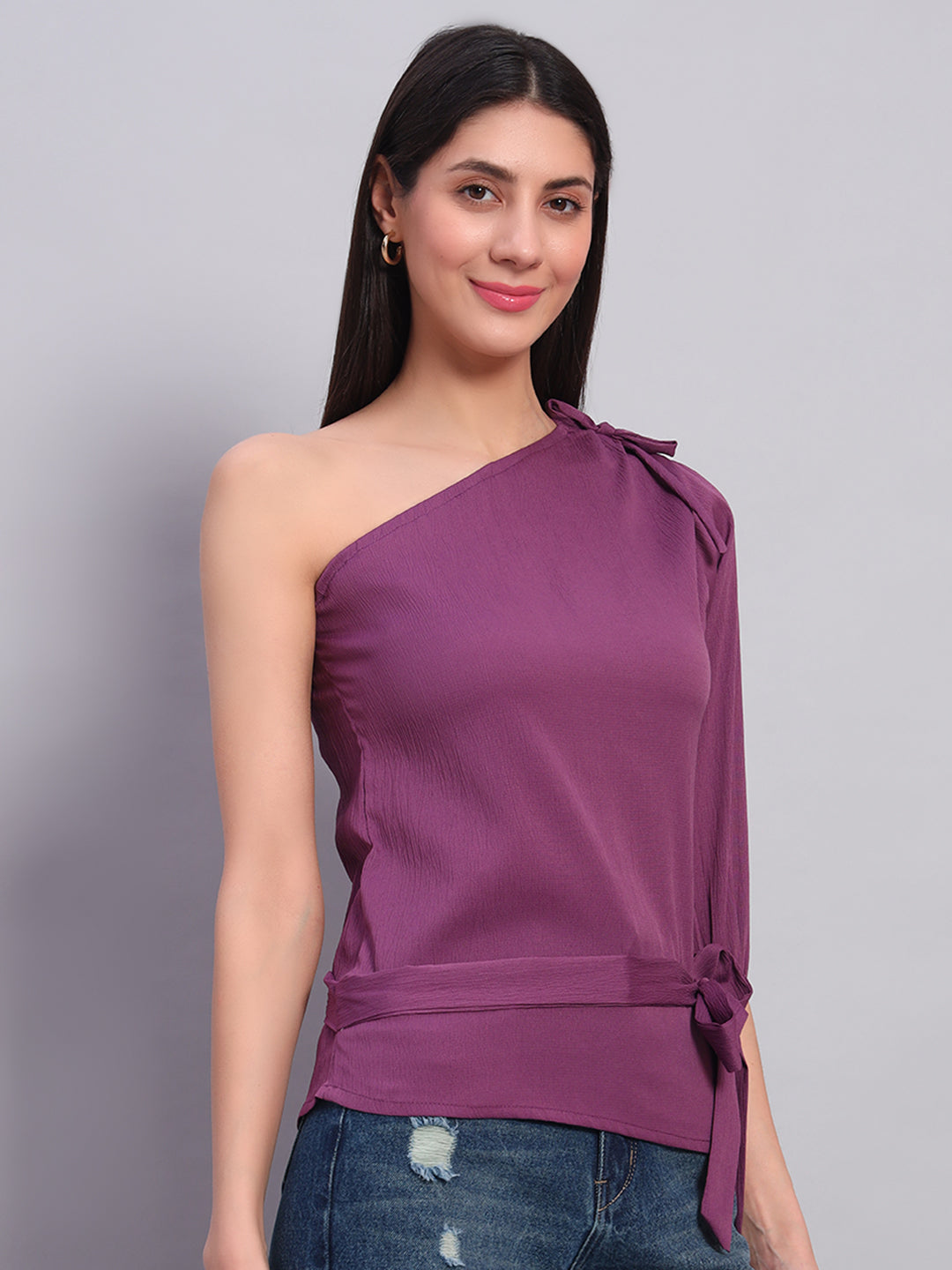 Women Wine Off-Shoulder Top