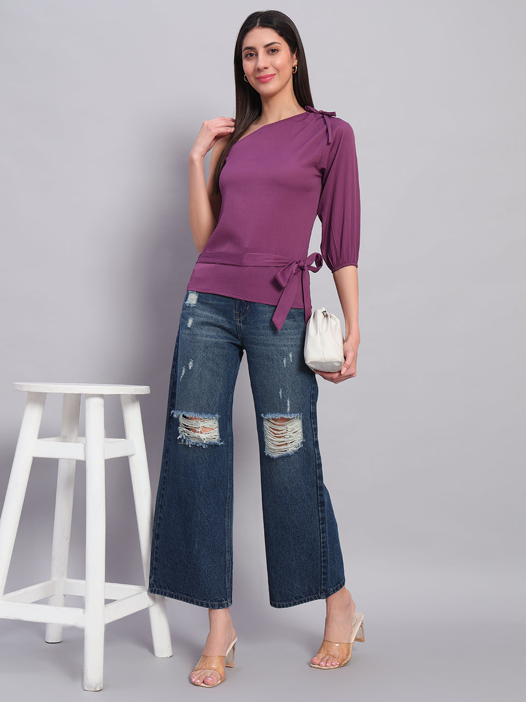 Women Wine Off-Shoulder Top