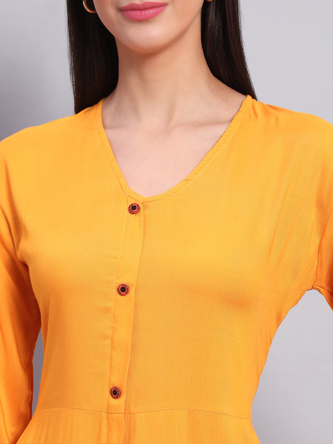 Women Yellow Solid Flared Dress
