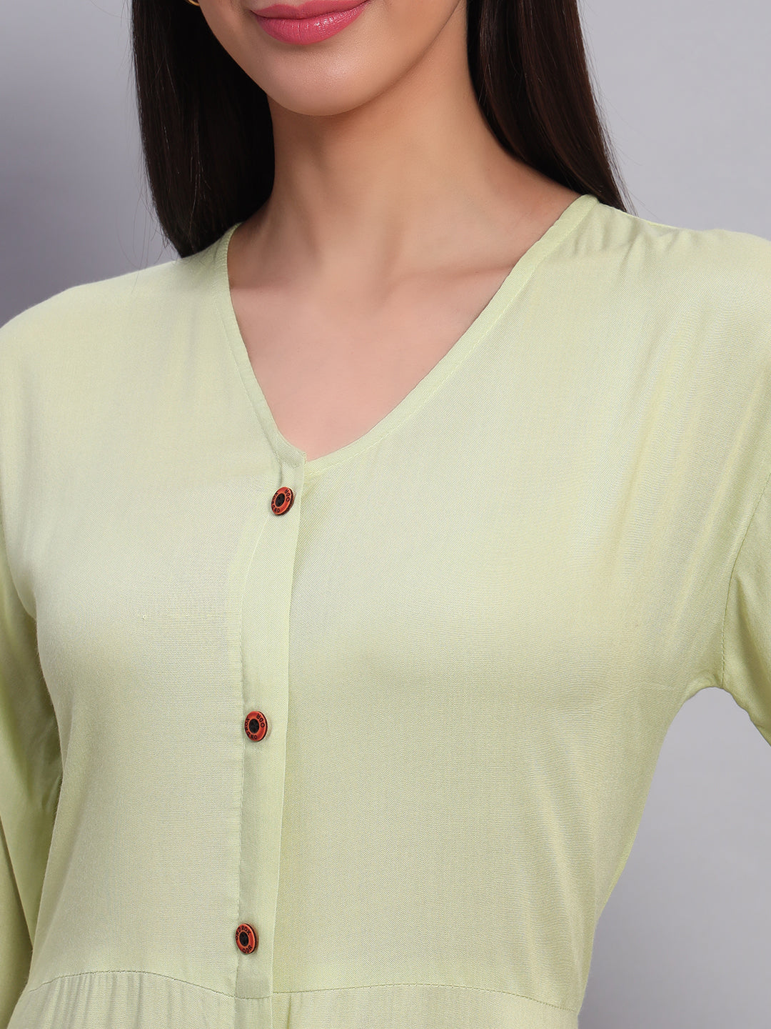 Women Light Green Solid Flared Dress