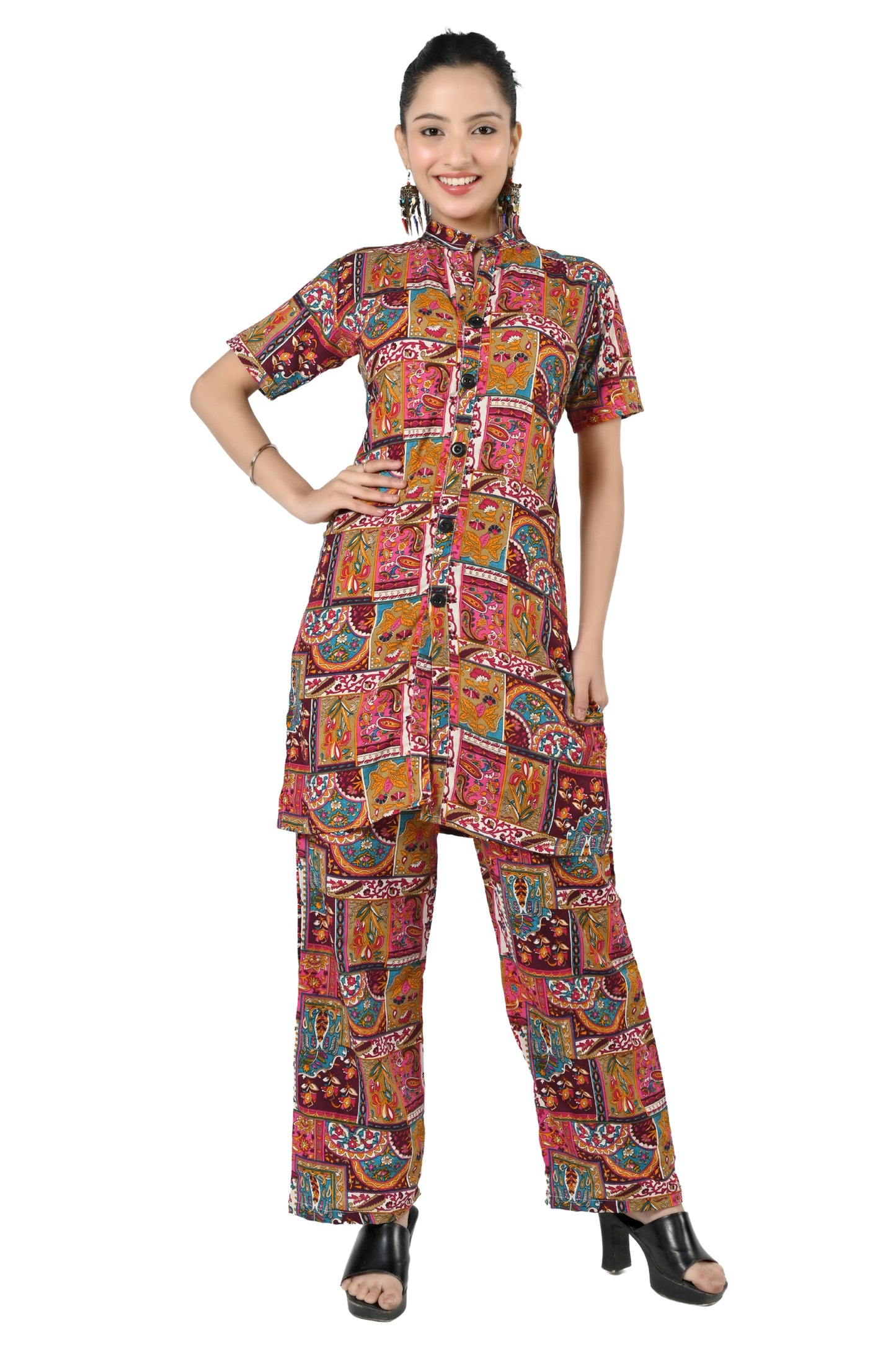 Women Printed Mandarin Co-Ords