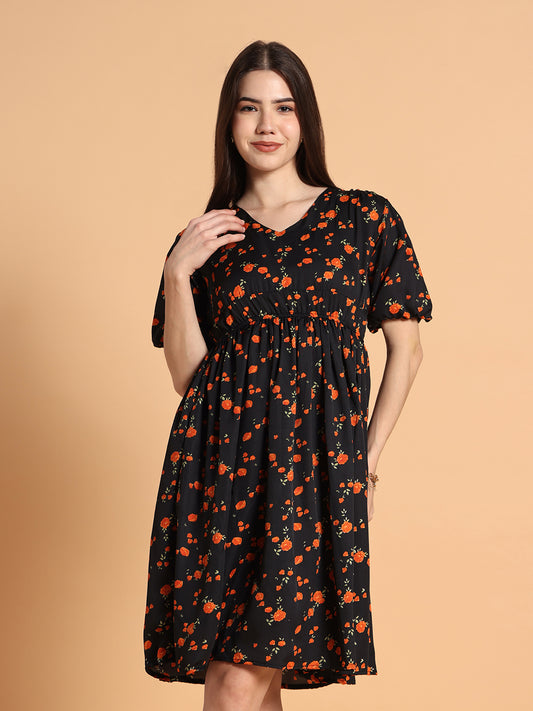 Women Flared Floral Dress
