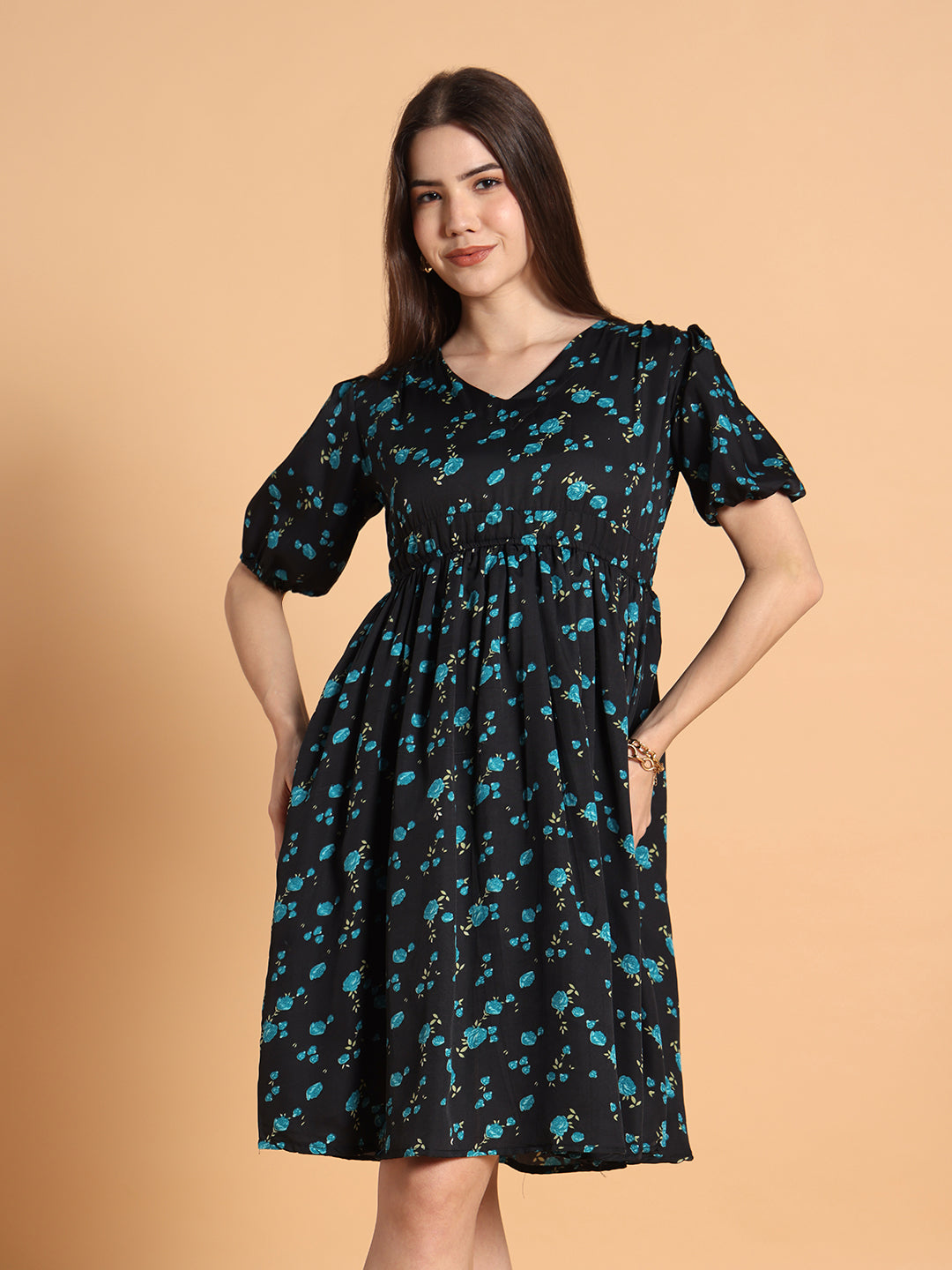 Women Flared Floral Printed Dress