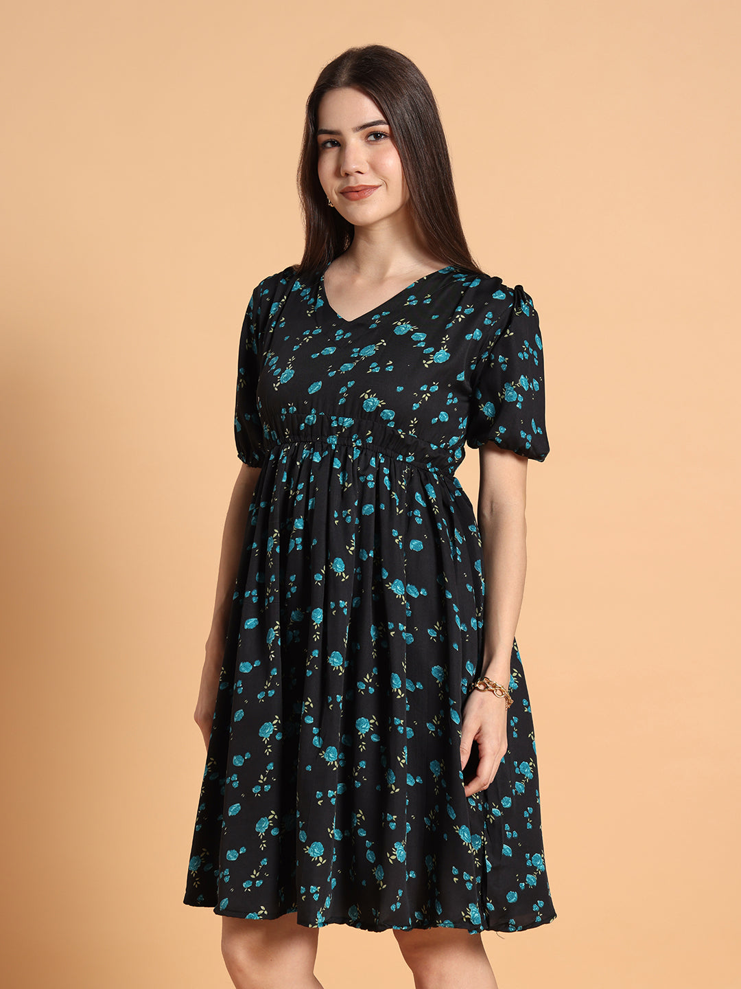 Women Flared Floral Printed Dress