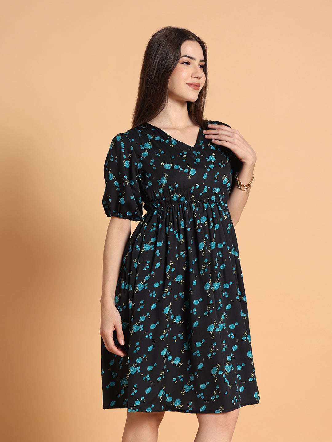 Women Flared Floral Printed Dress