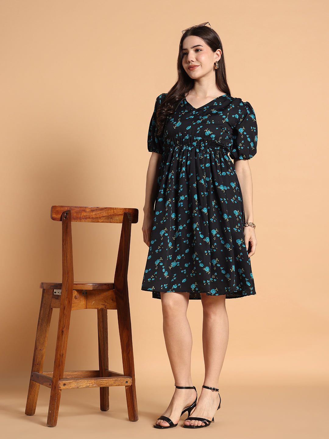 Women Flared Floral Printed Dress
