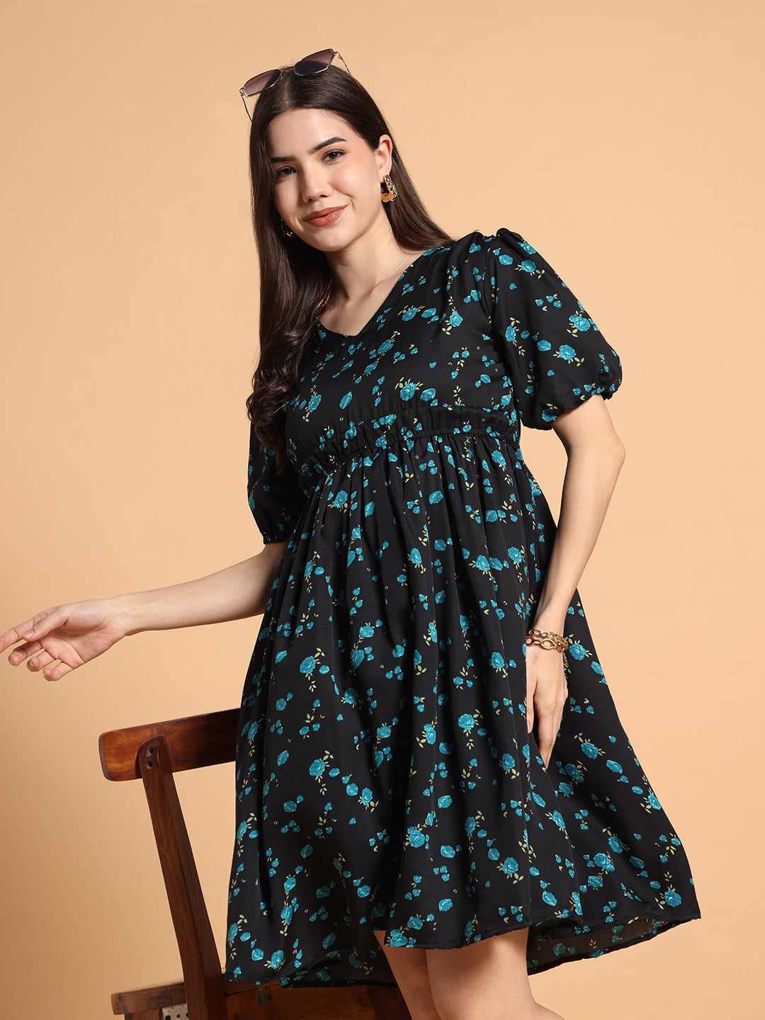 Women Flared Floral Printed Dress
