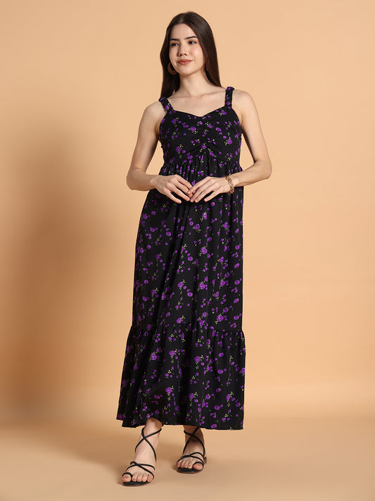 Women Flared Long Floral Dress