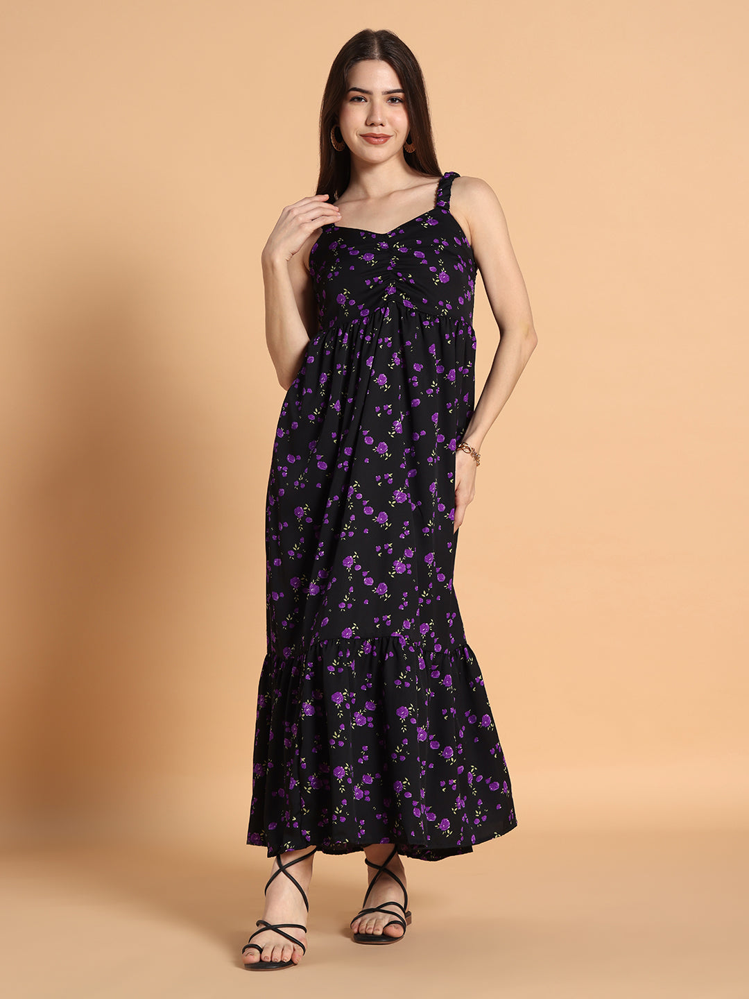Women Flared Long Floral Dress