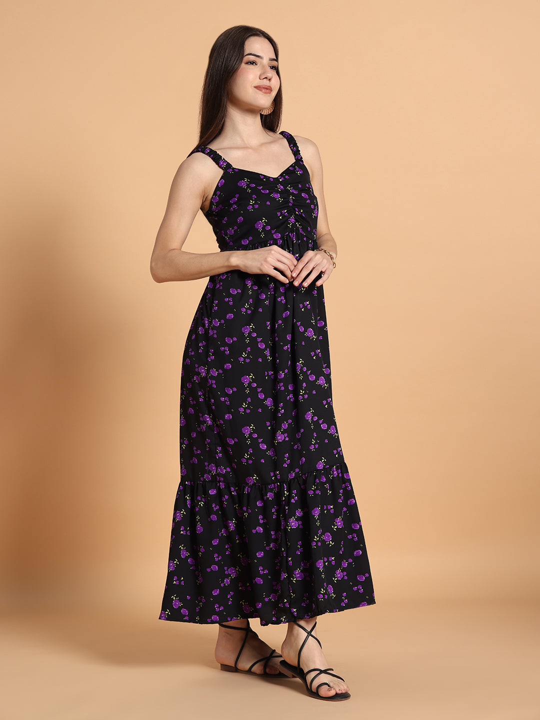 Women Flared Long Floral Dress