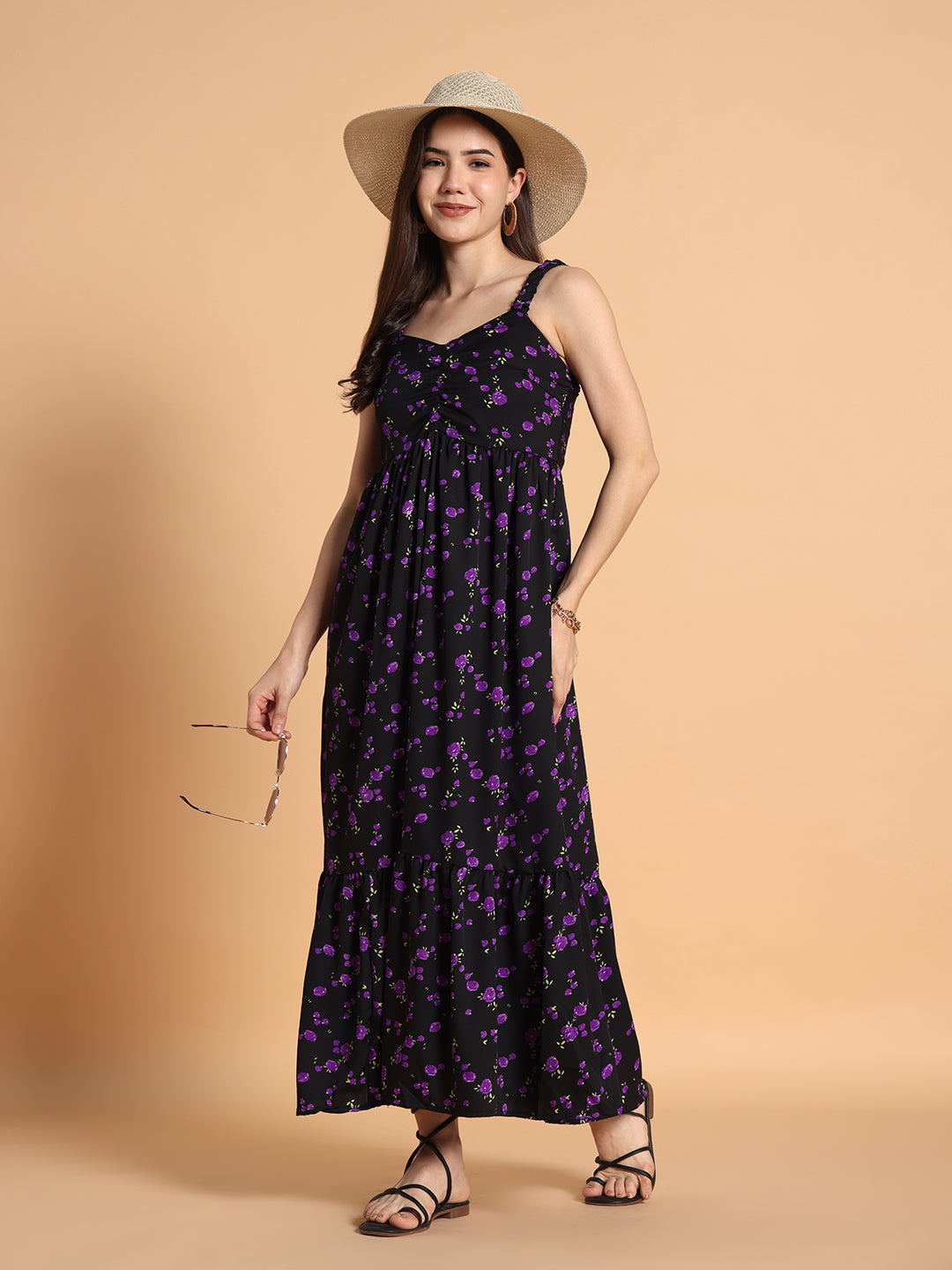 Women Flared Long Floral Dress