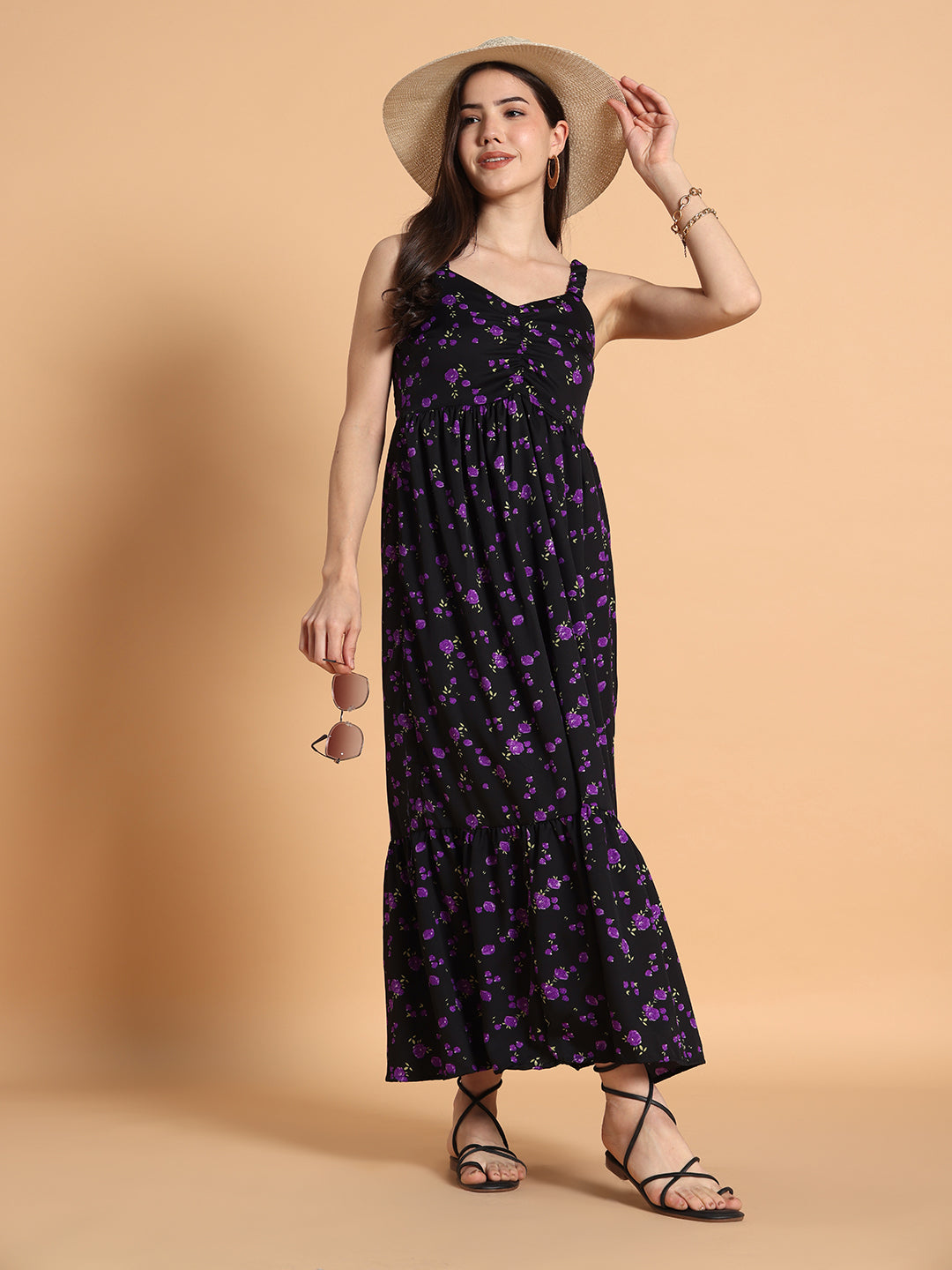 Women Flared Long Floral Dress