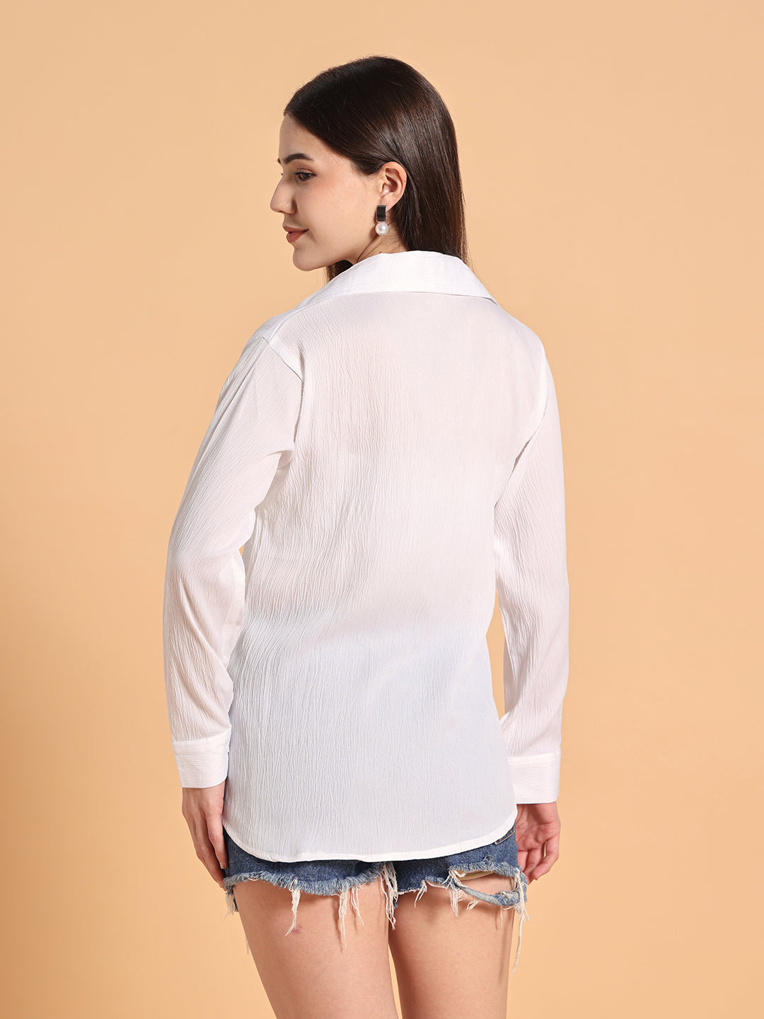 Women White Heart Shaped Print Shirt