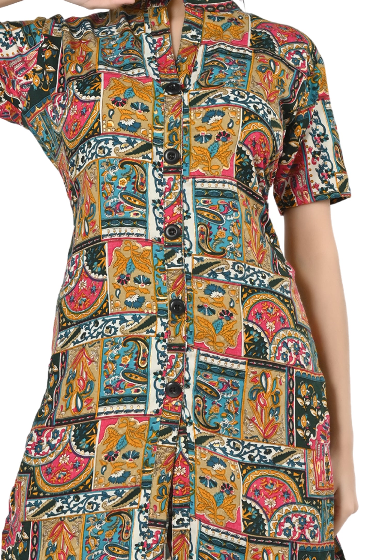 Women Printed Mandarin Collar Co-Ords.