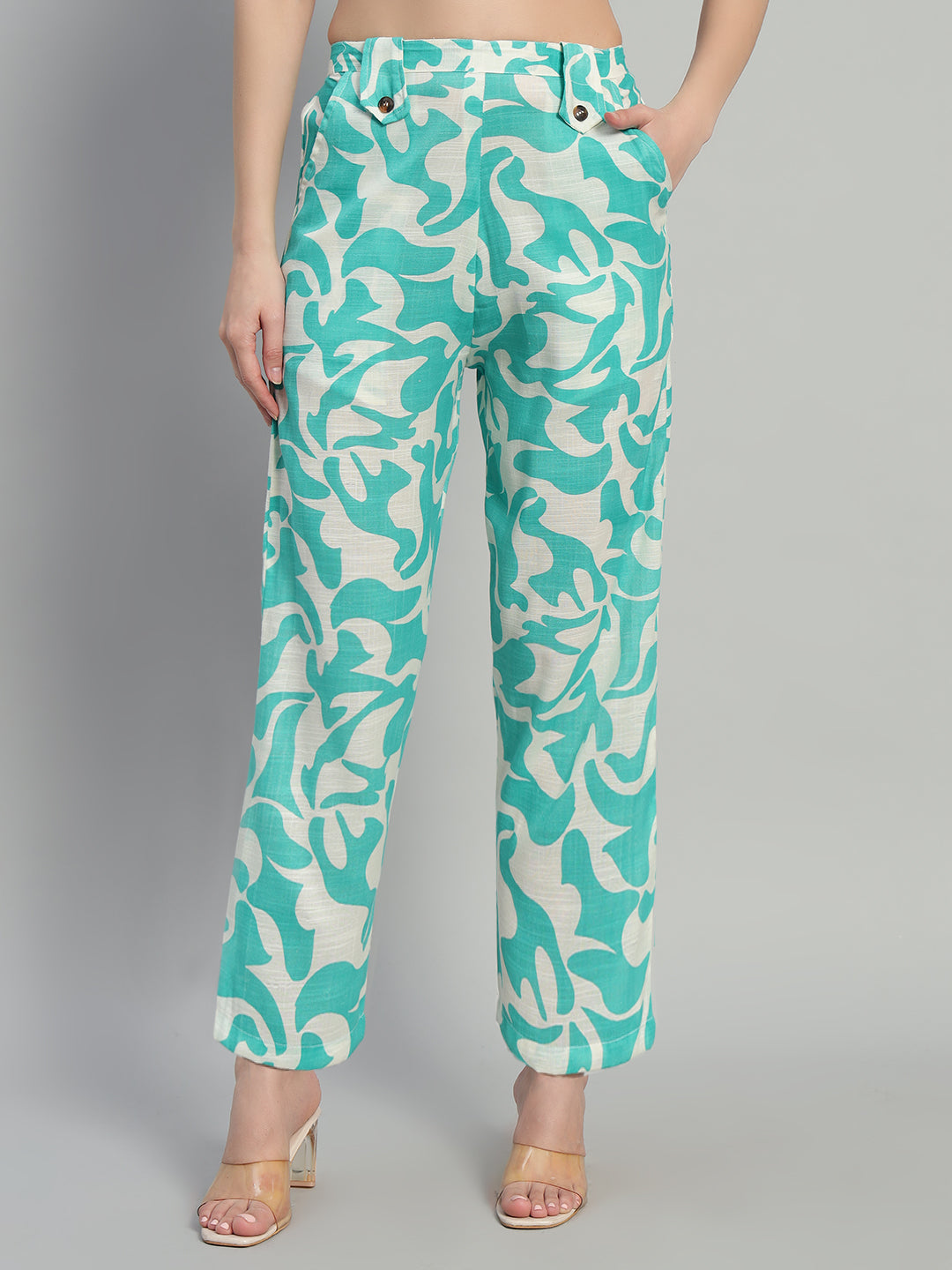 Women Green Printed Shirt Co-Ords