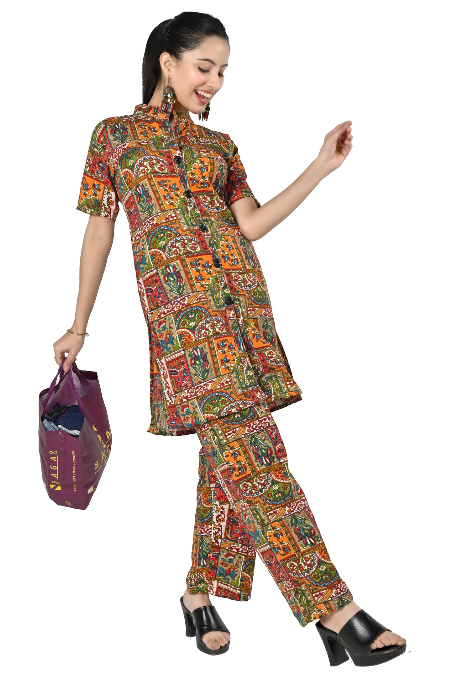 Women Printed Mandarin Co-Ords