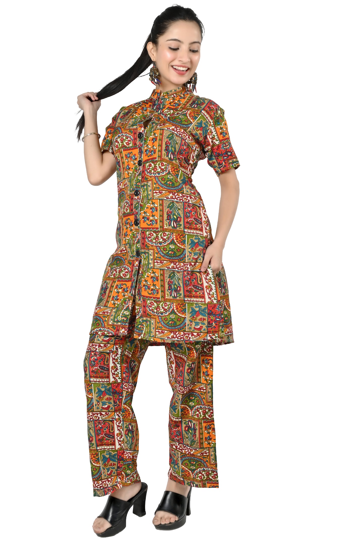 Women Printed Mandarin Co-Ords