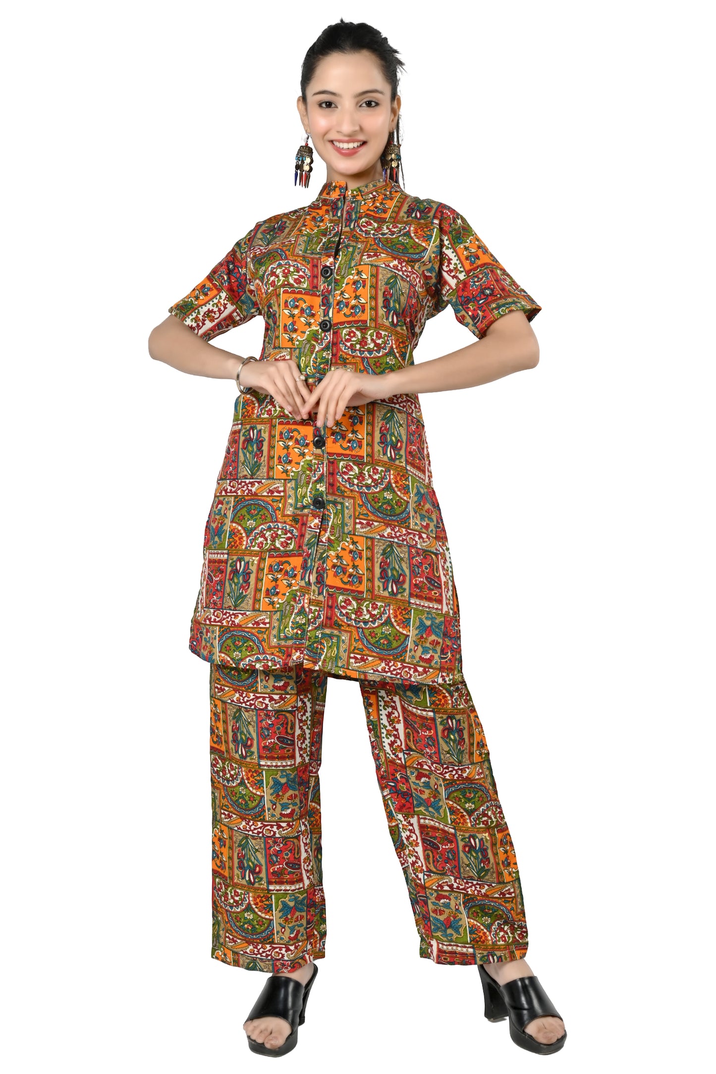 Women Printed Mandarin Co-Ords