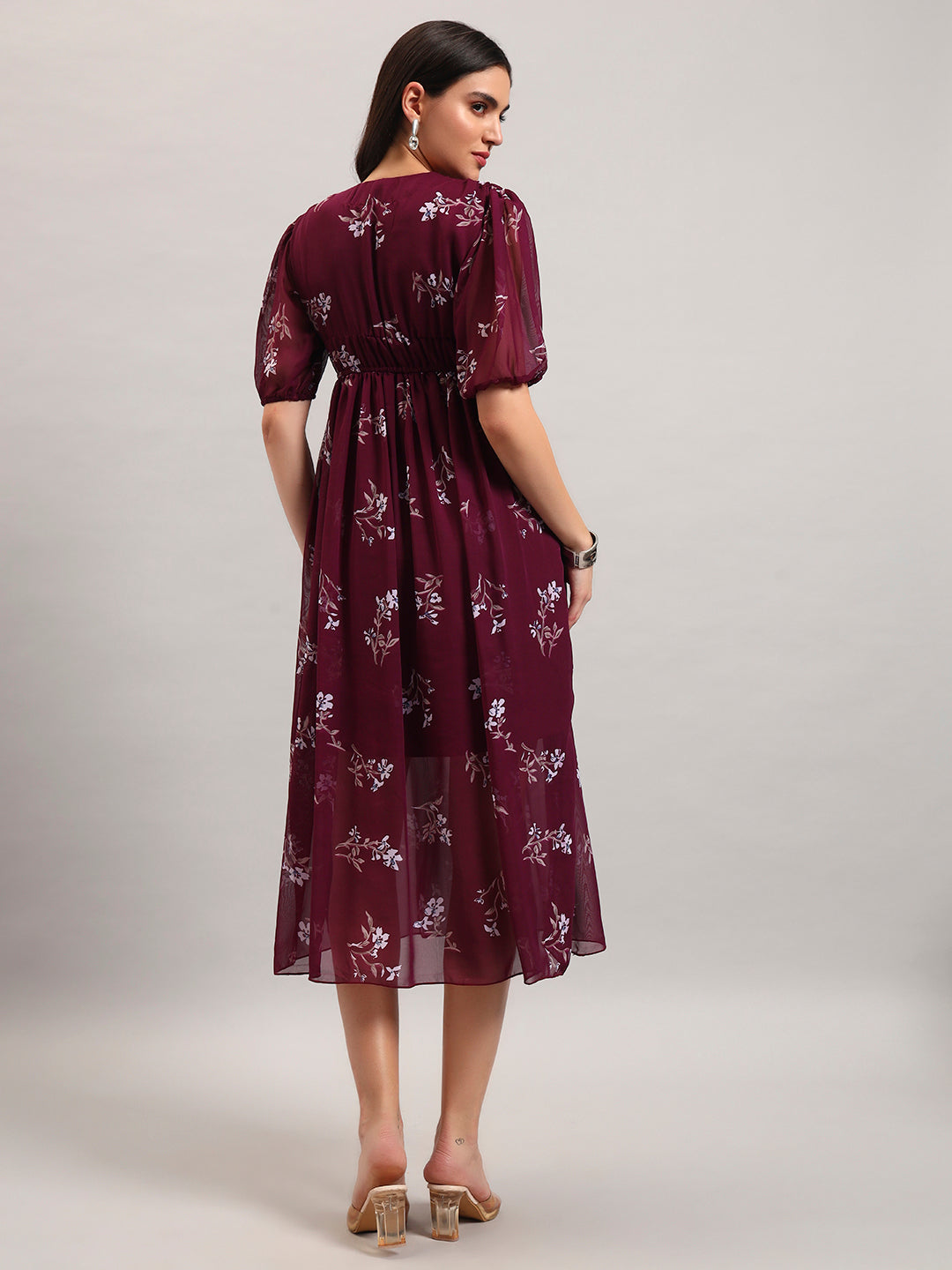 Women Wine Fit & Flared Dress