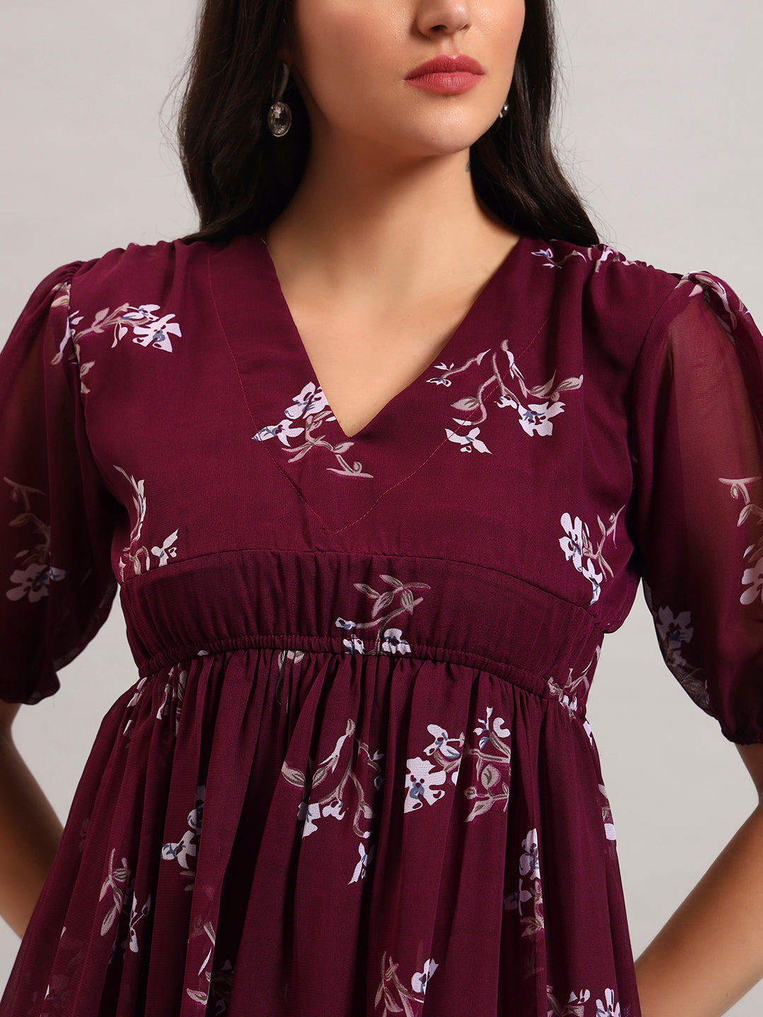 Women Wine Fit & Flared Dress