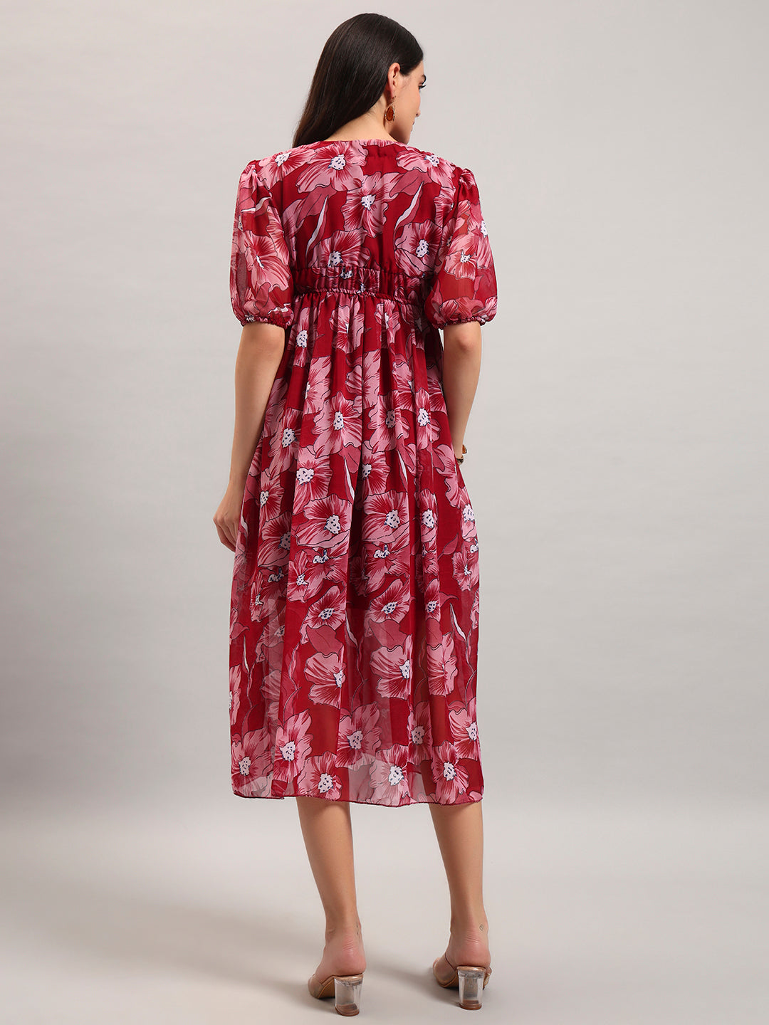 Women Maroon Fit & Flared Dress